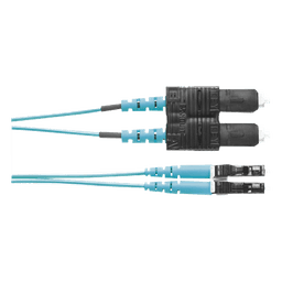 Jumper de Fibra Optica Multimodo 50/125 OM3, LC-SC Duplex, OFNR (Riser), Color Aqua, 2 Metros (6.56 Pies)