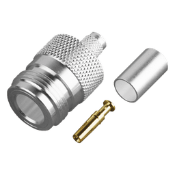 Conector N Hembra de Anillo Plegable para Cable PROFLEX ó Grupo P, Plata/ Oro/ Teflón.