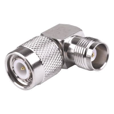  Adaptador de TNC Macho a TNC Hembra en Ángulo Recto, RoHs Compliant, Níquel/ Oro/ Teflón.