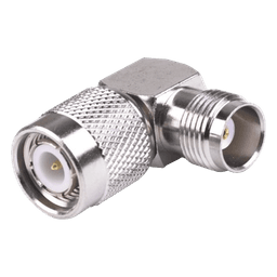  Adaptador de TNC Macho a TNC Hembra en Ángulo Recto, RoHs Compliant, Níquel/ Oro/ Teflón.