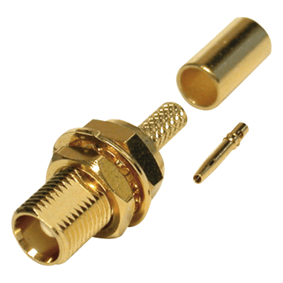 Conector MCX Hembra para Panel Trasero D-Plano, de Anillo Plegable para RG-316/U, Grupo B, Oro/ Oro/ Teflón. 
