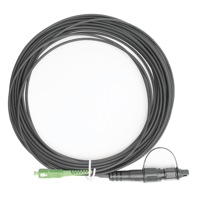 Jumper de Fibra Óptica, Conector SC/APC - Conexión a Caja FDP460, Redondo, 10 Metros (32.81 Pies), Forro 3 mm, G657A2, Negro