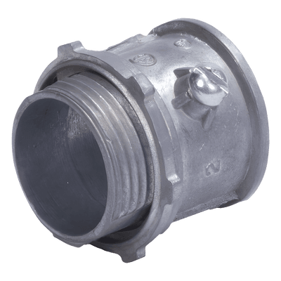 Conector 1 1/2" (38mm) pared delgada con tornillo galvanizado etiqueta verde