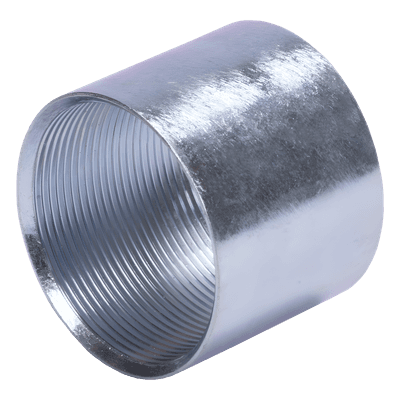 Cople 2" (52mm) pared gruesa con rosca galvanizado etiqueta amarilla