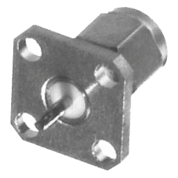 Conector SMA Macho de Montaje en Panel de 4 Perforaciones y Terminal Soldable, Níquel/ Oro/ Teflón.â€‹