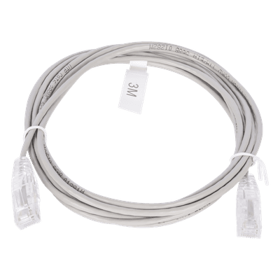 Cable de Parcheo Slim UTP Cat6 / 3 m (9.84 ft) / 28 AWG / Gris / 1 Gbps+