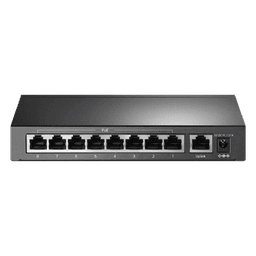 Switch PoE+ No Administrable / De Escritorio 9 puertos 10/100 Mbps / 8 puertos PoE af/at Inteligente / Presupuesto 65 W / Hasta 250 metros