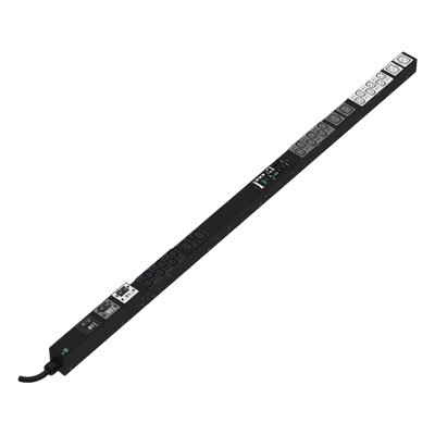 PDU Monitoreable (MI) para Distribución de Energía, Enchufe de Entrada NEMA L15-30P, Con 18 Salidas C13 y 6 C19, de Instalación Vertical, 20 Vca, 30 Amp