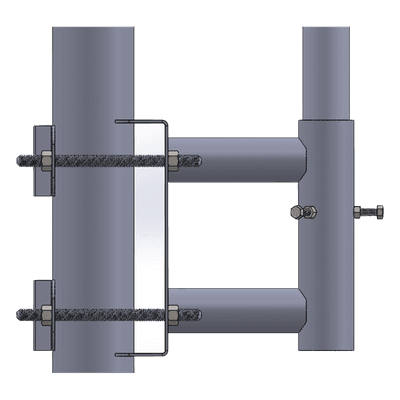 Adaptador de Mástil a Poste / Acero ASTM A36 / Galvanizado por Inmersión en Caliente / Diámetro de Mástil 5.08 cm (2') / Postes hasta 7.62 cm (3') de Diámetro