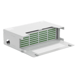 Distribuidor de Fibra Óptica / 144 Empalmes / 144 Acopladores SC/APC / 144 Pigtails SC/APC / 19" / 5 UR / 260 mm (10.2") Profundidad