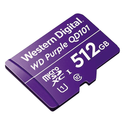 Memoria microSD de 512 GB PURPLE, Especializada Para Videovigilancia, 10 VECES MAYOR DURACIÓN, 3 AÑOS DE GARANTIA