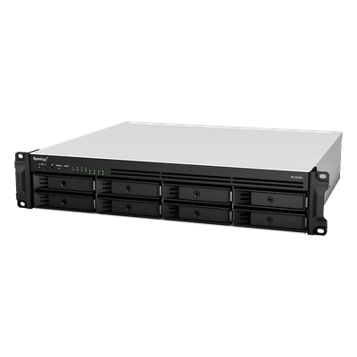 Servidor de Almacenamiento en Red Synology RackStation RS1221RP+ | 8 Bahías | Expandible a 12 Bahías | CPU AMD Ryzen V1500B | 4 GB DDR4 ECC | RAID Soportado | 10/25GbE | Virtualización Certificada | Protección de Datos Integral
