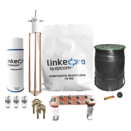 Kit Puesta a Tierra 30A / Electrodo Cobre Electrolítico / Diseño Delta / Filtro Equipotencial / Compuesto 12 kg / Barra Unión + Conectores + Registro