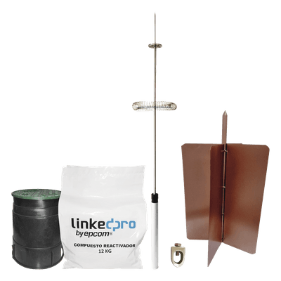 Kit pararrayo LinkedPro básico. Ideal para la protección de mástiles y postes. 