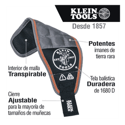 Muñequera Magnética / Imanes de Tierra Rara / Tela Balística 1680D / Interior de Malla / Cierre Ajustable / 113.4 g (4 oz)