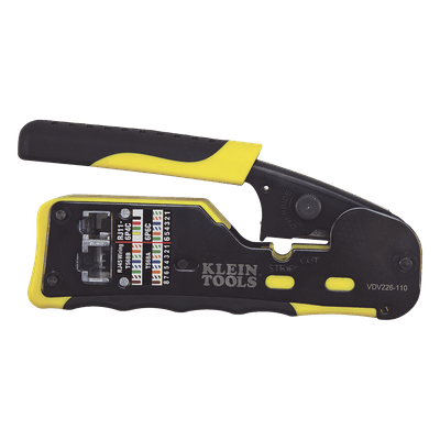 Ponchadora/Pelacables/Cortacables con Matraca para Conectores Pass-Thru RJ45 y Conectores Estándar RJ11/RJ12.