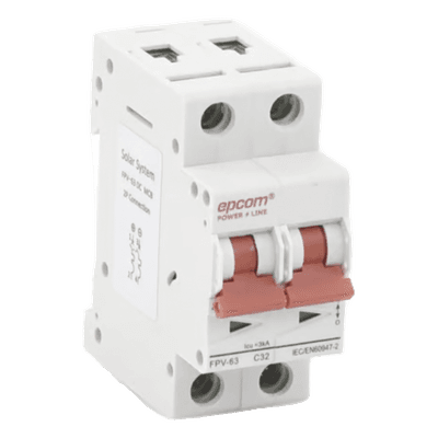 Protección Térmica/ Interruptor 2P, 32A,  Corriente Directa  800 Vcc para Aplicación Fotovoltaica Montaje Riel DIN