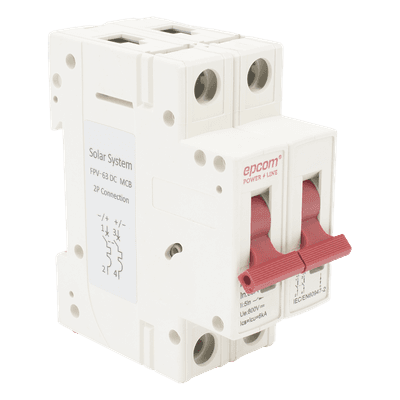 Protector Térmico 2P / 63 A / 800 Vcc / Curva C / 6 kA / Riel DIN / Fotovoltaico
