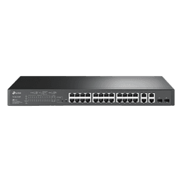 Switch PoE+ JetStream SDN Administrable 24 puertos 10/100 Mbps + 2 puertos 10/100/1000 Mbps (Uplink) + 2 puertos SFP (combo 2 RJ45 10/100/1000 Mbps), 250W, administración centralizada OMADA SDN