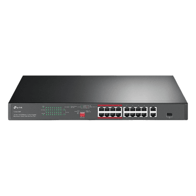 Switch PoE+ No Administrable / 16 Puertos 10/100 Mbps / 2 Puertos Gigabit RJ45 / 1 Puerto SFP / PoE Extendido 250 m (820.2 ft) / 150 W / Aislamiento de Tráfico