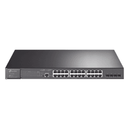 Switch L2+ Omada PoE+ / 24 Puertos PoE+ 10/100/1000 Mbps / 4 Puertos SFP 1G / 2 Puertos Consola (RJ45 y microUSB) / Administración Centralizada Omada o Stand-Alone / Multicast IGMP / Calidad de Servicio / Presupuesto PoE 384W / Montaje en Rack