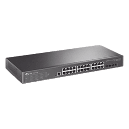Switch Administrable L2+/L3 / 24 Puertos Gigabit / 4 Puertos SFP+ 10G / 128 Gbps / Sin Ventilador / Omada SDN