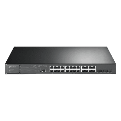 Switch PoE+ Administrable L2+ / 24 Puertos Gigabit PoE+ / 4 Puertos SFP+ 10G / Presupuesto PoE 384W / Rendimiento 128 Gbps / Montaje en Rack