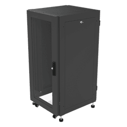 Gabinete de Piso 19in / 24UR / 600 mm Profundidad / Carga 532 kg / Puerta con Cristal Templado / Cierre 3 Puntos