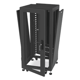 Gabinete de Piso 19in / 24UR / 600 mm Profundidad / Carga 532 kg / Puerta con Cristal Templado / Cierre 3 Puntos