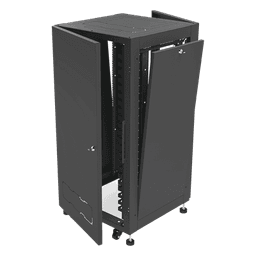 Gabinete de Piso 19in / 24UR / 600 mm Profundidad / Carga 532 kg / Puerta con Cristal Templado / Cierre 3 Puntos