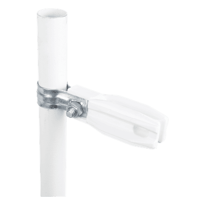 Aislador de Paso o Esquina / Abrazadera 1" (25 mm) / Resina Virgen 100% / Acero Galvanizado / Protección UV / Bolsa 100 Unidades