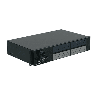 PDU Monitoreable (MI) para Distribución de Energía, Enchufe de Entrada NEMA L5-30P, Con 16 Salidas 5-20R, Horizontal 19 in, 120 Vca, 30 Amp, 2 UR