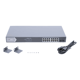 Switch PoE+ Administrable / 16 Puertos Gigabit / 2 Puertos SFP / Alcance Extendido 300 m (984.3 ft) / 225 W / Gestión Web y Nube