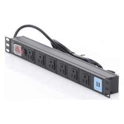 PDU Horizontal / 6 Contactos NEMA 5-15R / 2 Puertos USB 5V/2.1A / 1UR / 19" / 1875 W / Cable 1.80 m (5.9 ft)