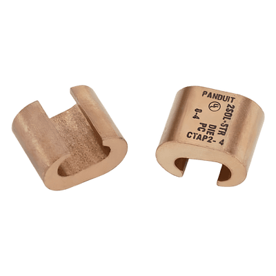 Conector de compresión tipo C StructuredGround CTAP2-2-X, Conductor de cobre 2 AWG, 1pz.