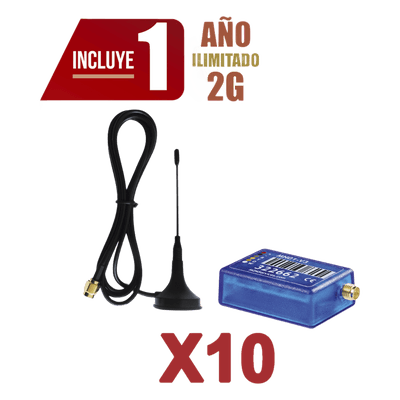 KIt de 10 Comunicadores de Alarma MINI012G con Antena 2G / Incluyen 1 Año de Cobertura / Aplicación Gratuita / Cero Configuración / Compatible Honeywell/DSC/CROW/PIMA