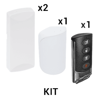 KIT Básico Sensores Inalámbricos - Incluye 2 Contactos Magnéticos, 1 PIR y 1 Llavero - Compatibles con Honeywell y PRO4GEN2