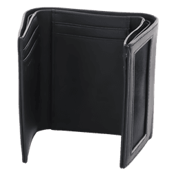 Cartera Athens Negra de Piel con Compartimento de Micromalla para ID. Doblable en 3 Partes con Divisor de Billetes. Pocket Wallet