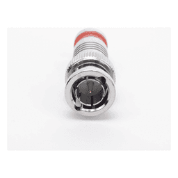 Conector BNC Macho en 75 Ohm, Montaje de Compresión Axial para Cable Coaxial RG-6/U, Níquel/ Oro/ Teflón.