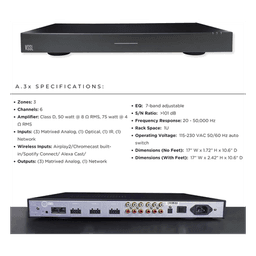 VSSL 3 zonas, 6x50W, con Chromecast, Alexa Cast, Airplay, Spotify Conn en cada zona - funciona con GoogleAsst