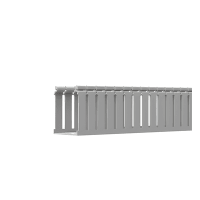 Canaleta Ranurada de PVC con Tapa / Tipo F / 4.25 x 4.10 x 6.6 ft / UL 94 V-0 / Gris Claro