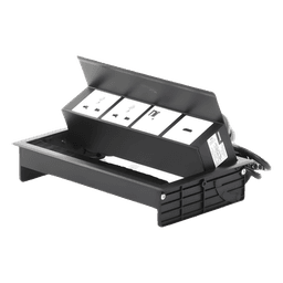 Caja Hub de Escritorio / 2 Contactos Universales / HDMI + RJ45 Cat6 / 2 USB Carga / Cable 1.80 m (5.9 ft) / IP20