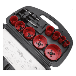 Juego de 13 Brocas Sierra Bimetálica con Adaptadores y Estuche. (3/4", 7/8", 1-1/8", 1-3/8",  1-1/2", 1-3/4", 2", 2-1/4", 2-1/2")