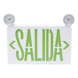 Letrero de Emergencia LED DUAL / Luz de Salida y Emergencia Integrada / Montaje Universal Pared-Lateral-Techo / Doble Voltaje 120-277 VAC / Batería 6V 4.5Ah / 3W Bajo Consumo