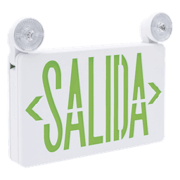 Letrero de Emergencia LED DUAL / Luz de Salida y Emergencia Integrada / Montaje Universal Pared-Lateral-Techo / Doble Voltaje 120-277 VAC / Batería 6V 4.5Ah / 3W Bajo Consumo
