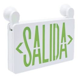 Letrero de Emergencia LED DUAL / Luz de Salida y Emergencia Integrada / Montaje Universal Pared-Lateral-Techo / Doble Voltaje 120-277 VAC / Batería 6V 4.5Ah / 3W Bajo Consumo