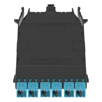 Cassette HD Flex Para 12 Fibras Multimodo OM4, de MPO a 6 Conectores LC Duplex, Color Aqua