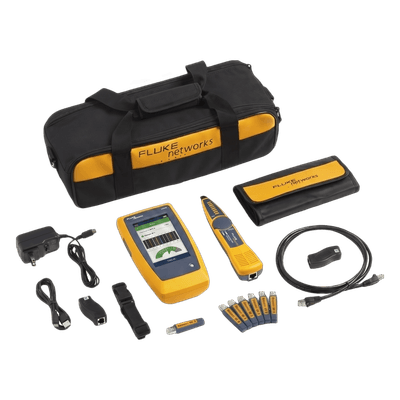 Kit Calificador de Red / Hasta 10 Gbps / Pantalla Multitáctil a Color / Mediciones Basadas en Frecuencia / Diagnóstico de Switch / 32.8 ft (10 m)
