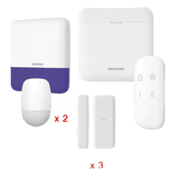(AX PRO) KIT de Alarma AX PRO / Incluye: 1 Hub con batería de respaldo / 2 Sensores PIR / 3 Contactos Magnéticos mini / 1 Control Remoto / 1 Sirena Inalambrica Exterior  / WiFi / Compatible con Hik-Connect P2P