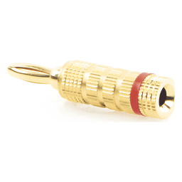 Conector Banana Tipo Tornillo para Bocinas | Instalaciones Profesionales de Audio | Chapado en Oro | Color Rojo (1 Pieza)
